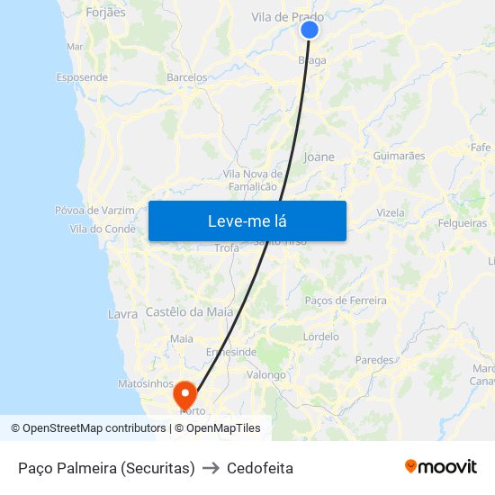 Paço Palmeira (Securitas) to Cedofeita map