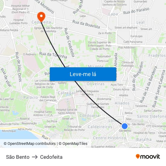 São Bento to Cedofeita map