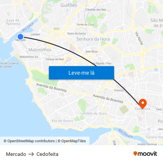 Mercado to Cedofeita map