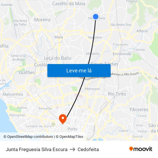 Junta Freguesia Silva Escura to Cedofeita map