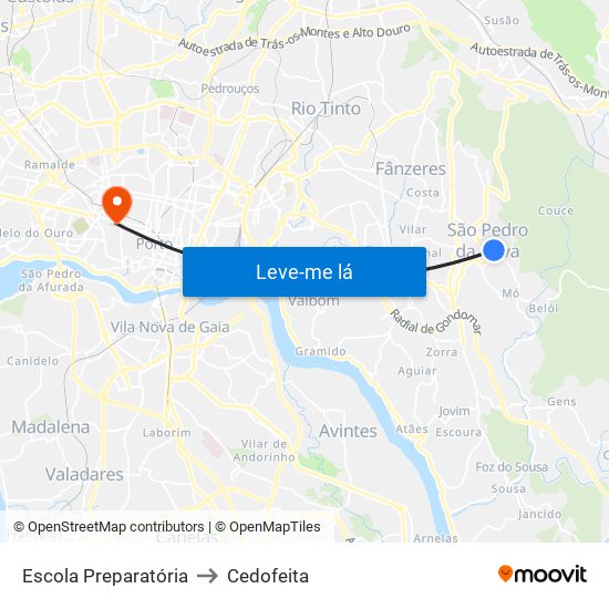 Escola Preparatória to Cedofeita map