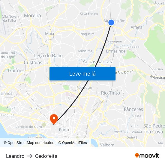 Leandro to Cedofeita map