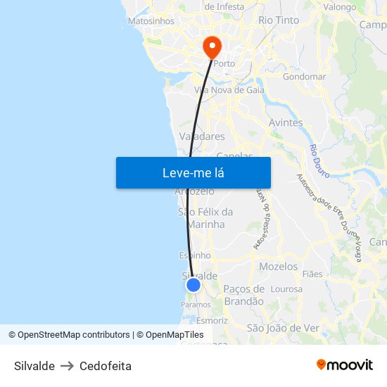 Silvalde to Cedofeita map