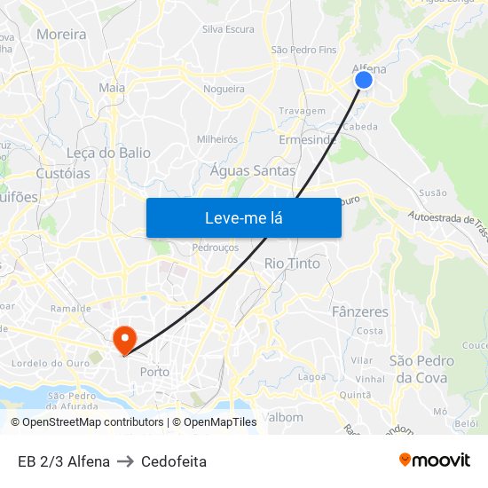 EB 2/3 Alfena to Cedofeita map