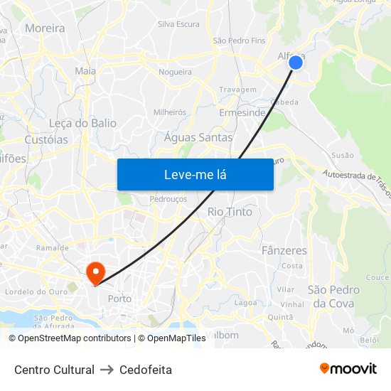 Centro Cultural to Cedofeita map