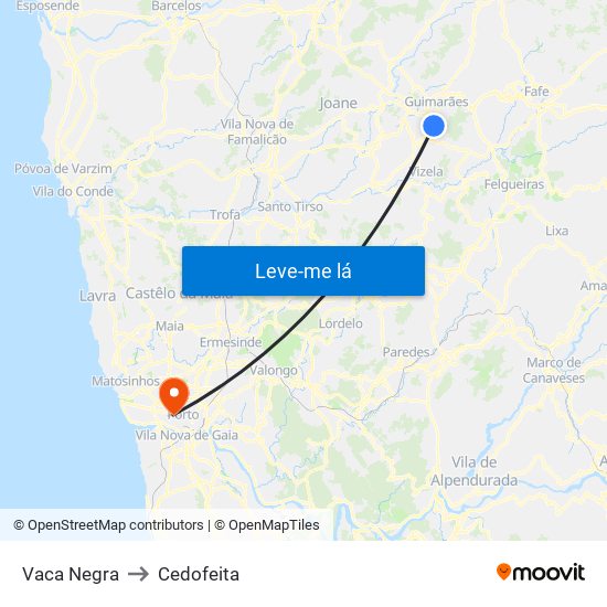 Vaca Negra to Cedofeita map