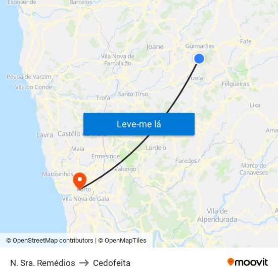 N. Sra. Remédios to Cedofeita map