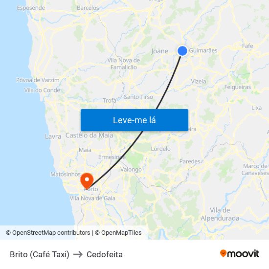 Brito (Café Taxi) to Cedofeita map