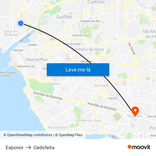 Exponor to Cedofeita map