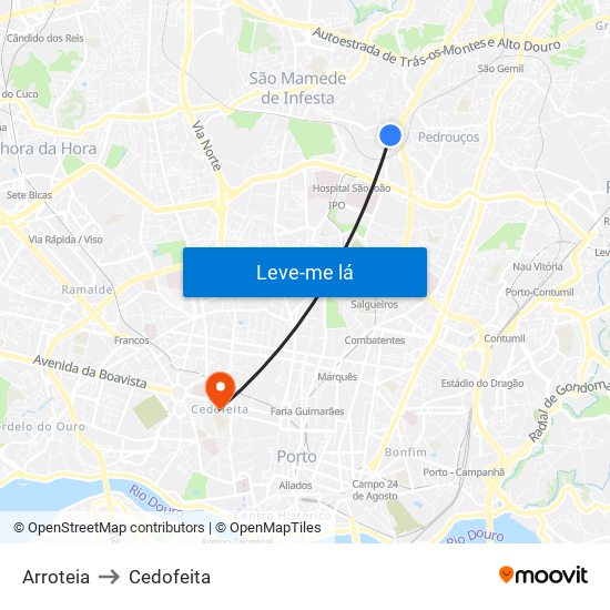 Arroteia to Cedofeita map