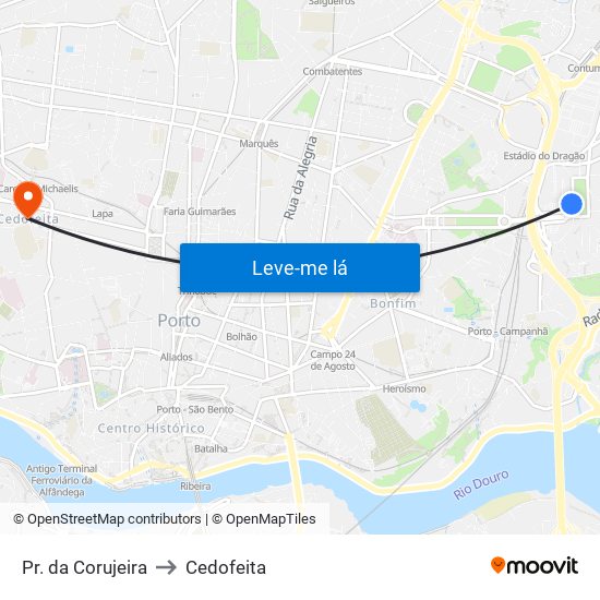 Pr. da Corujeira to Cedofeita map