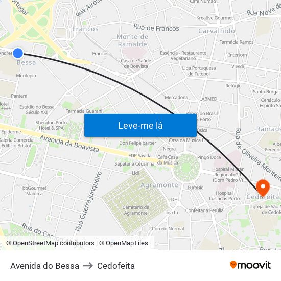 Avenida do Bessa to Cedofeita map