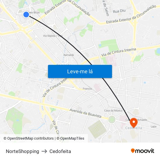 Norteshopping to Cedofeita map