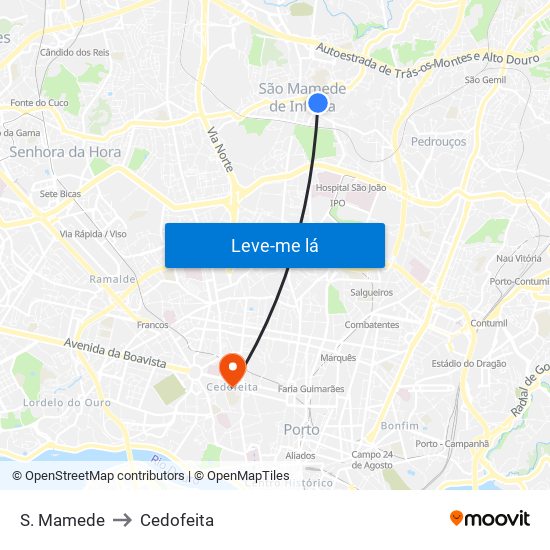 S. Mamede to Cedofeita map