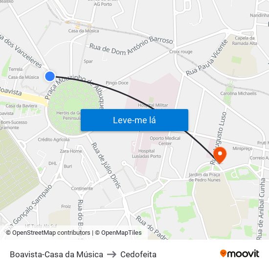 Boavista-Casa da Música to Cedofeita map