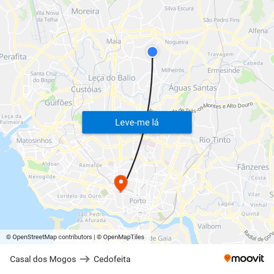 Casal dos Mogos to Cedofeita map