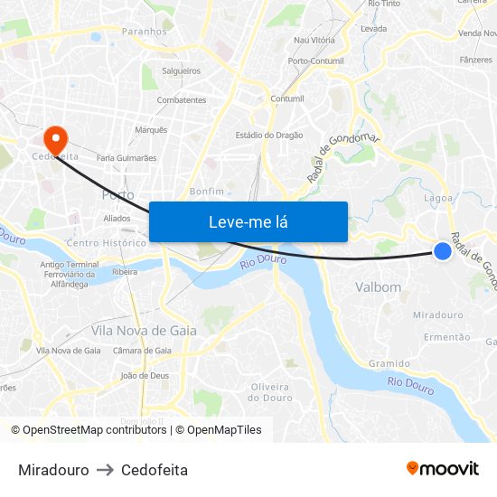 Miradouro to Cedofeita map