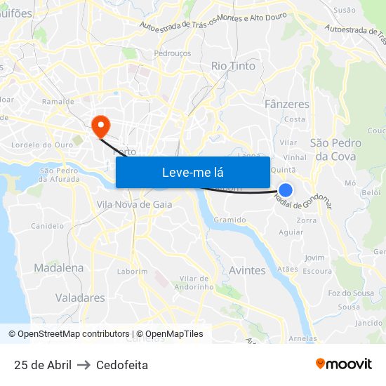 25 de Abril to Cedofeita map