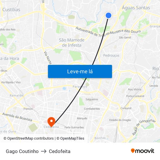 Gago Coutinho to Cedofeita map