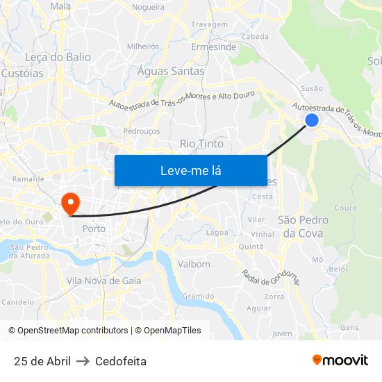 25 de Abril to Cedofeita map
