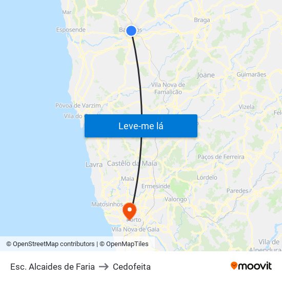 Esc. Alcaides de Faria to Cedofeita map