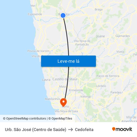 Urb. São José (Centro de Saúde) to Cedofeita map