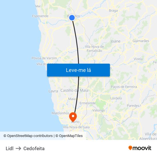 Lidl to Cedofeita map