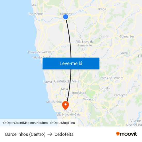 Barcelinhos (Centro) to Cedofeita map