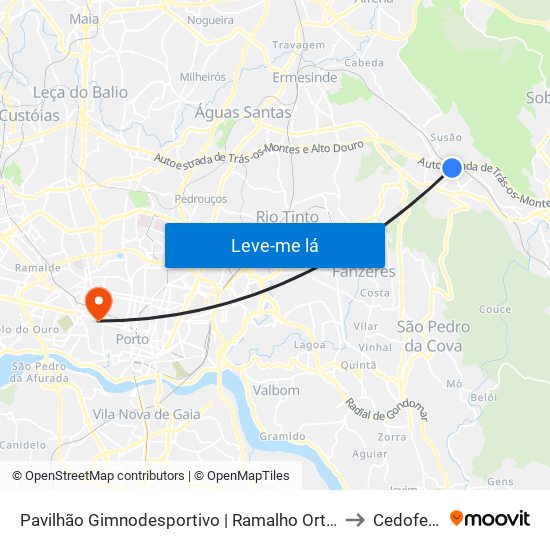 Pavilhão Gimnodesportivo | Ramalho Ortigão to Cedofeita map