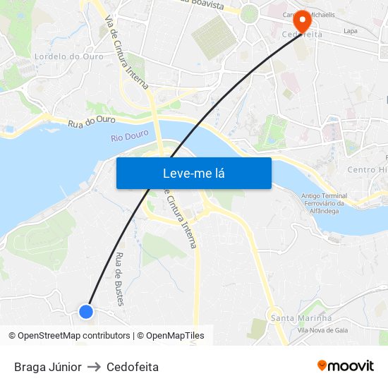 Braga Júnior to Cedofeita map