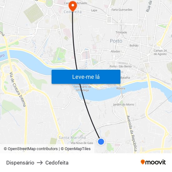 Dispensário to Cedofeita map