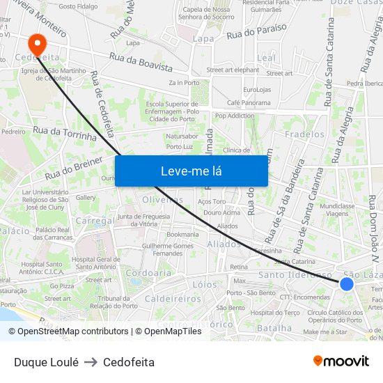 Duque Loulé to Cedofeita map