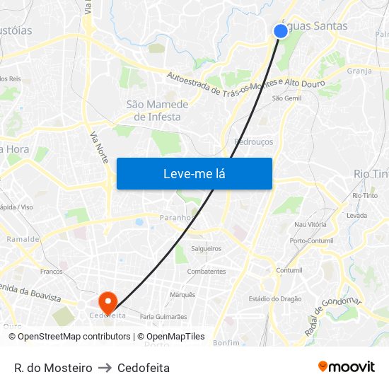 R. do Mosteiro to Cedofeita map