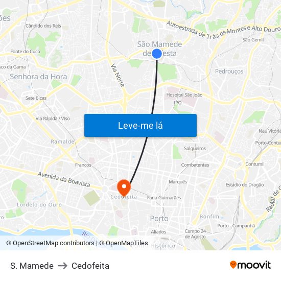 S. Mamede to Cedofeita map