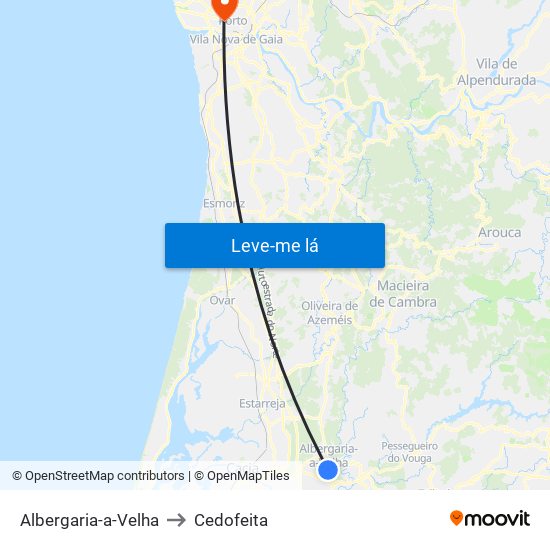Albergaria-a-Velha to Cedofeita map