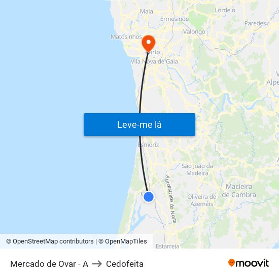 Mercado de Ovar - A to Cedofeita map