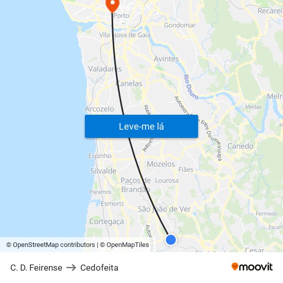 C. D. Feirense to Cedofeita map
