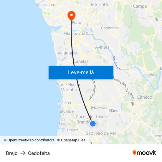 Brejo to Cedofeita map
