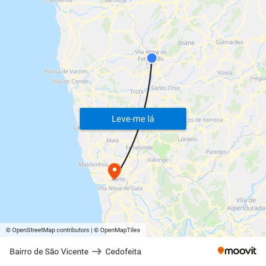 Bairro de São Vicente to Cedofeita map