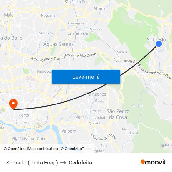 Sobrado (Junta Freg.) to Cedofeita map