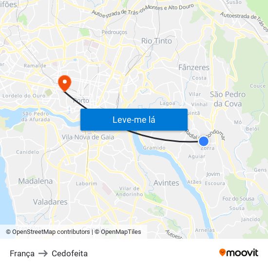 França to Cedofeita map