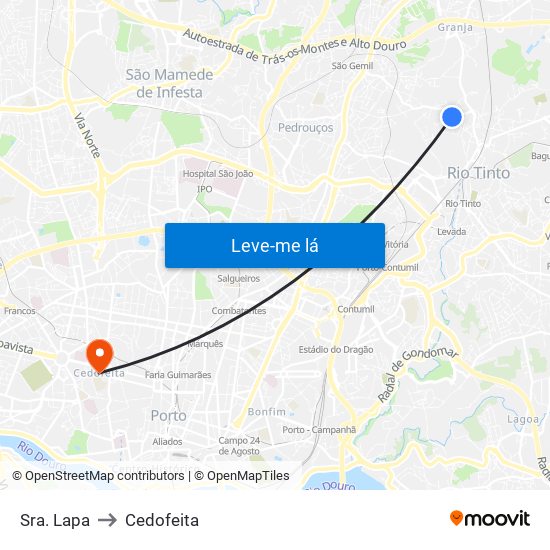 Sra. Lapa to Cedofeita map