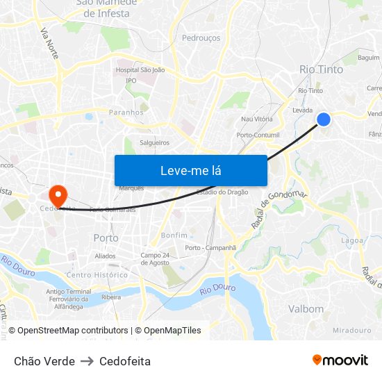 Chão Verde to Cedofeita map