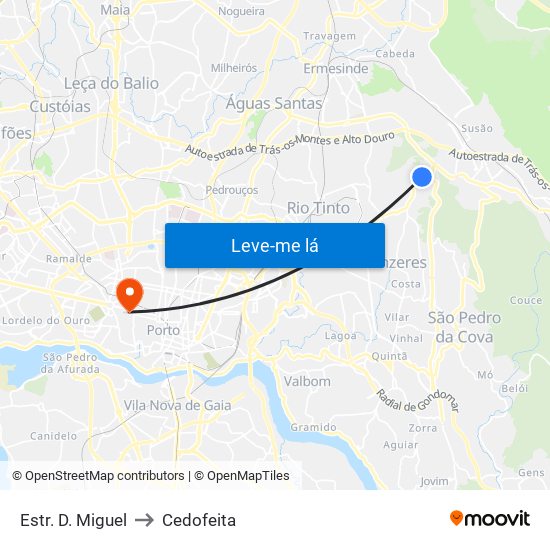 Estr. D. Miguel to Cedofeita map