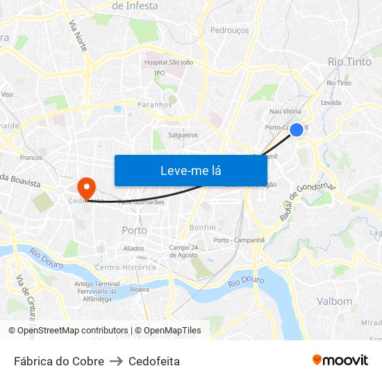 Fábrica do Cobre to Cedofeita map