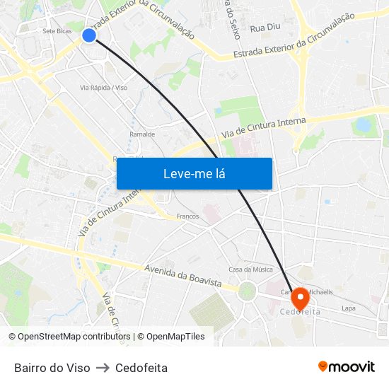 Bairro do Viso to Cedofeita map