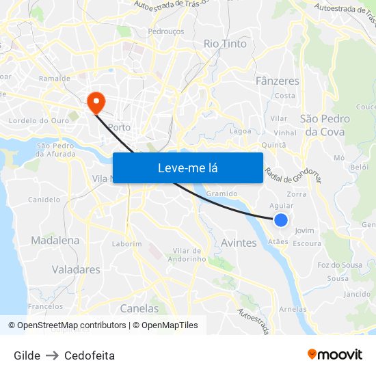 Gilde to Cedofeita map