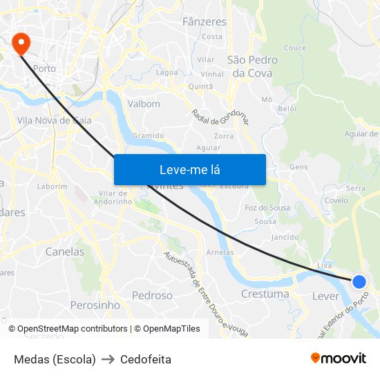 Medas (Escola) to Cedofeita map