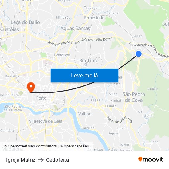 Igreja Matriz to Cedofeita map