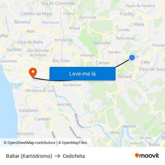 Baltar (Kartódromo) to Cedofeita map